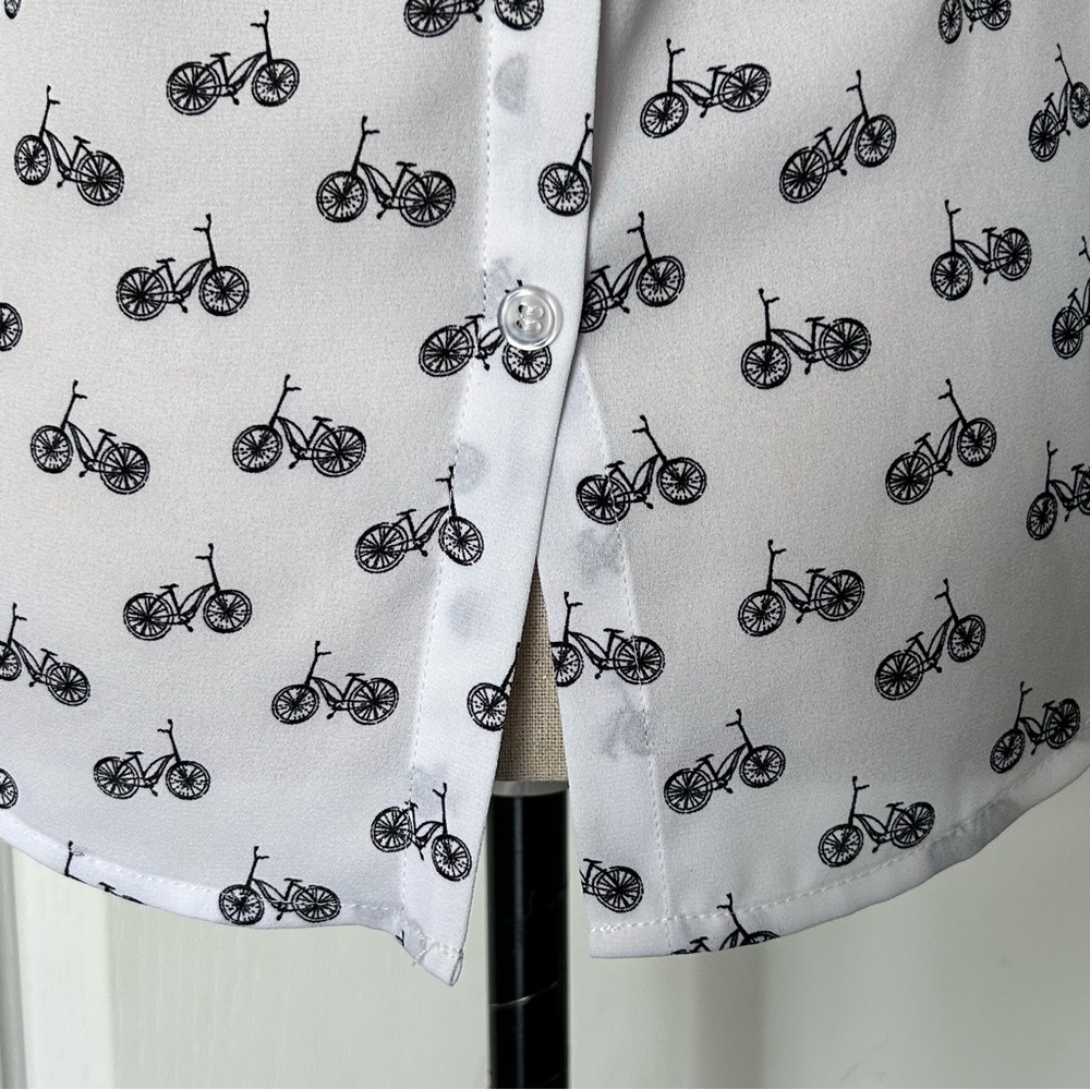 Ricki’s White Bicycle Print Women's Sleeveless Spring Summer Blouse Tank Top. XS - Picture 9 of 14